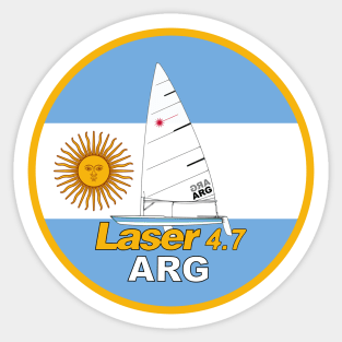 laser sailboat on flag Argentine Sticker